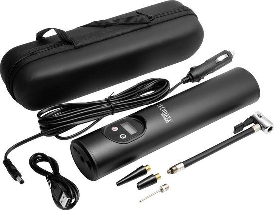 Technaxx TX-157 Compressor - Luchtcompressor tot 8 bar - Bandenpomp - Elektrische Fietspomp - Ballenpomp - Incl. 1 accu & Opbergbox
