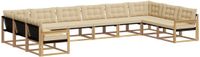 vidaXL - Dining loungeset - 10 zitplekken - Wit en Beige - Acacia hout
