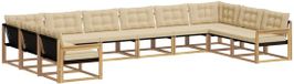 vidaXL - Salon de jardin - 10 places assises - Blanc et Beige - Acacia bois