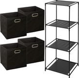 5five Opbergrek Smartrack - met 4x mandjes stof - zwart - 34 x 98 cm