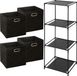 5five Opbergrek Smartrack - met 4x mandjes stof - zwart - 34 x 98 cm