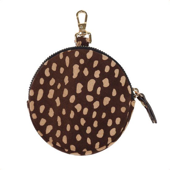 Selencia Echt Leren Mini Pouch - Sleutelhanger Telefoontasje - Fawn Chic