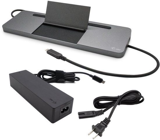 i-tec Metal SB-C Ergonomic 4K 3x Display Docking Station with Power Delivery 85 W + Universal Charger 100 W