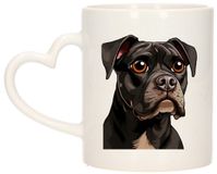 Bellatio Decorations Mok voor hondenliefhebbers - Boxer - hartje - Cartoon - Keramiek - 300 ml