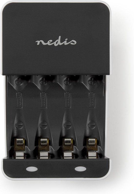 Nedis NiMH Batterijlader AA / AAA - 4 Batterijen - Zwart