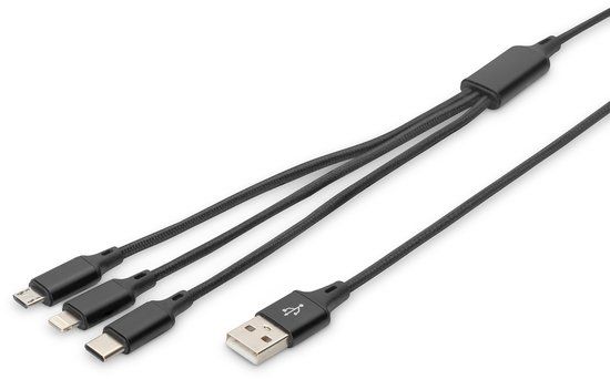 Digitus AK-300160-010-S USB-kabel 1 m USB A USB C 10 W Zwart