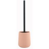 MSV - Toiletborstel keramiek Maonie roze – Scandinavisch design – houder van roestvrij staal – ergonomische handgreep – Ø 10,4 x 38,8 cm – gemakkelijk te reinigen siliconen kop