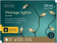 Lumineo Vintage kerstverlichting – 120 led lampjes – klassiek warm wit – 11,9 meter – kunststof