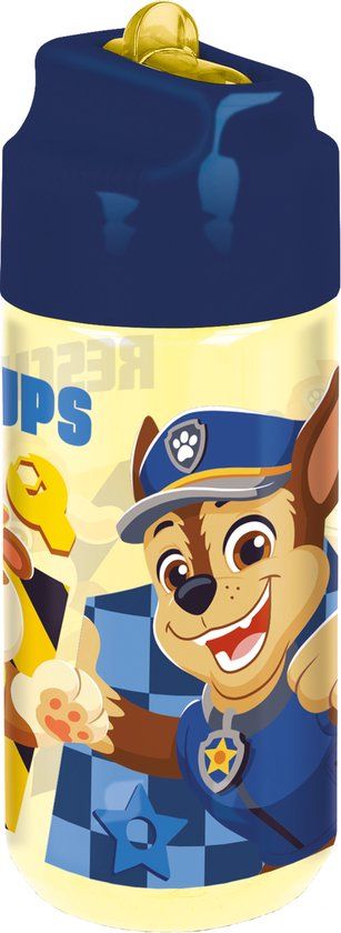 stor PAW Patrol Tritan Drinkfles - 430 ml – Vaatwasserbestendig & BPA-vrij - Drinkfles voor kinderen – Transparant geel/Donkerblauw