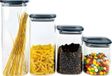Set de 4 bocaux de conservation en verre avec couvercles hermétiques, capacité : 900 ml - 2100 ml