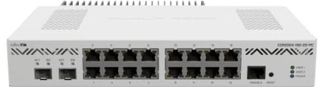 MikroTik CCR2004-16G-2S+PC Ethernet Router 16x Gigabit Ethernet Havens, 2x10G SFP+ Kooien.