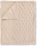 Descanso Luxe Teddy Plaid - Deken - Dekentje 130x160 cm - Jacquard Geweven Kabelpatroon - Off-White - 1 Persoons - 100% Polyester Sherpa - Oeko-Tex Gecertificeerd