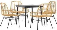 vidaXL 5-delige tuinset polyrattan bruin