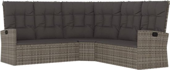 vidaXL 2-delige Loungeset met kussens poly rattan grijs