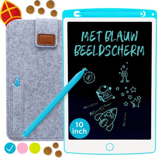 Must-Have for Kids LCD Tekentablet Kinderen "Blauw" 10 inch – Speelgoed Jongens - Schrijfbord - Tekenbord – Tekenen