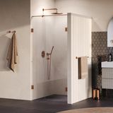Brauer Void - Carving Nisdeur - 2-Delig - Helder Glas - 100 x 200 cm - Omkeerbaar - met Draaideur 60 cm - Aan Muur - incl. Glascoating - PVD Koper Geborsteld