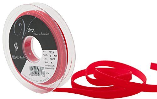Berisfords Fluwelen Lintje, Rouge, 10,2 x 1,5 x 10,2 cm