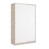 HOMEKIT Kast met 2 schuifdeuren, naturel en wit, glanzend, 120 x 204 x 50 cm