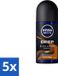 Nivea Men Déodorant Roll-on Deep Black Carbon Espresso - 50 ml - Pack économique - 5 pièces