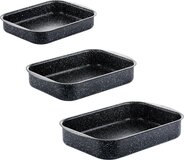 Westinghouse Ovenschaal Braadslede Bundel - Ø 25 + 30 + 35 cm - Zwart Marmer - Set met 3 Ovenschalen - Ovenschalenset