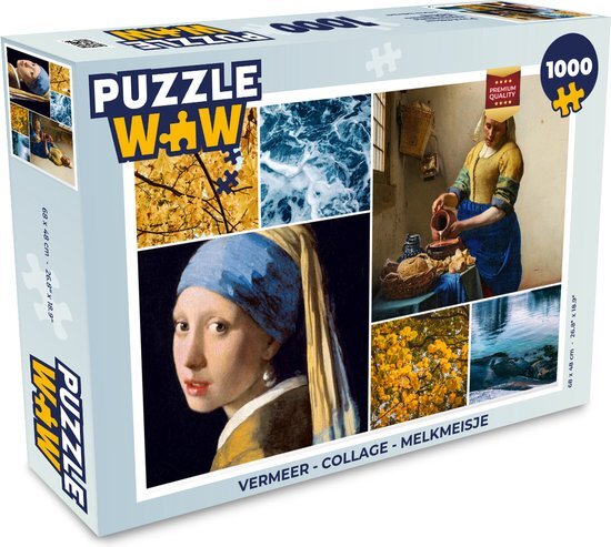 MuchoWow Puzzel Vermeer - Collage - Melkmeisje - Legpuzzel - Puzzel 1000 stukjes volwassenen