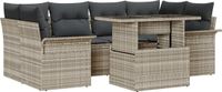 vidaXL Tuinbank - Set - 7-delig - Lichtgrijs - Polyrattan