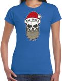 Bellatio Decorations Bad Santa Kerstshirt / Kerst t-shirt blauw voor dames - Kerstkleding / Christmas outfit XXL