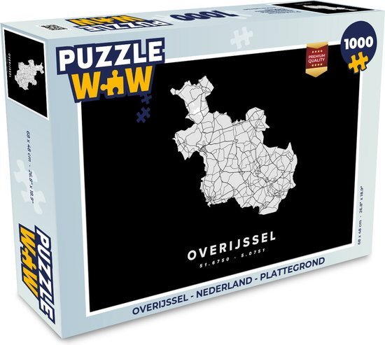 MuchoWow Puzzel Overijssel - Nederland - Plattegrond - Legpuzzel - Puzzel 1000 stukjes volwassenen - Stadskaart