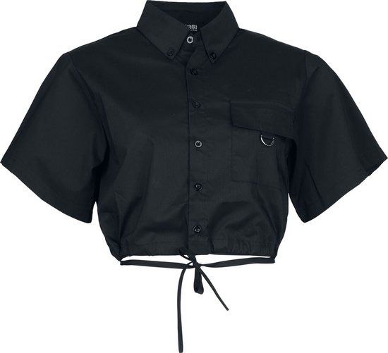 Gothicana by EMP Gothicana Zwarte blouse met gaasinzetstukken en veters - Dames - M