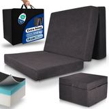 Beautissu VS95 – Premium Opvouwbaar Matras XL 90x200 cm inkl. Hoes – Extra Dik 14 cm Traagschuim Vouwmatras H3 – Wasbar Eenvoudig – Transport – Antraciet
