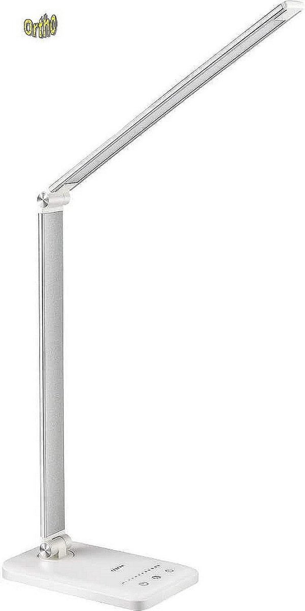 Ortho Ortho® Bureaulamp Bedlamp Leeslamp Nachtlamp –LED – Keur licht, van warm wit tot daglicht – Dimbaar – Qi draadloos opladen – USB oplaadpoort – Zilverkleurig