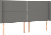 vidaXL Hoofdbord met randen 183x16x118/128 cm stof donkergrijs