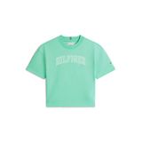 Tommy Hilfiger T-shirt groen Meisjes Katoen Ronde hals Logo - maat 128