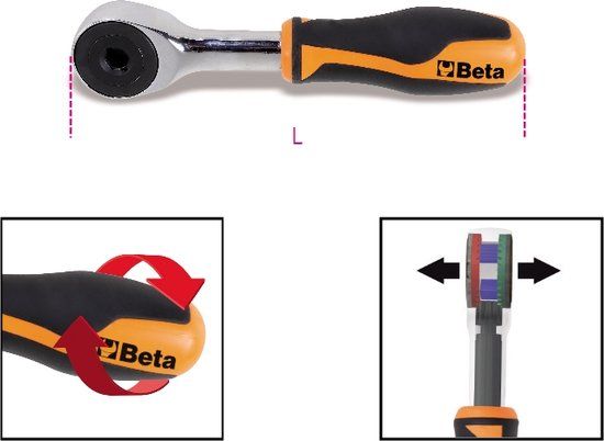 Beta 860/58 ratel 1/4 met bithouder en draaibare handgreep