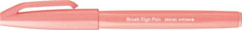 Pentel SES15C-F2X Brush Sign Pen koraal-oranje, vezelpen, penseelachtige punt, 10 stuks