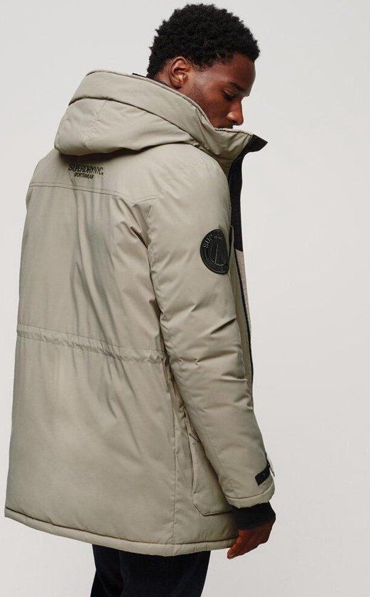 Superdry City Padded Parka Jacket - Stone Donkergrijs - Maat M - Heren