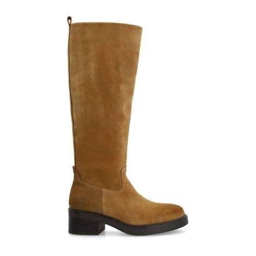Manfield suède hoge laarzen cognac