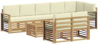 vidaXL - Bank loungeset - Massief acacia hout - Wit en crème - 4 zitplekken