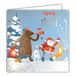 Afie 23012 vierkante kaart, zilver, glanzend, kerstman, vrolijke dieren, beer, konijn, vos, vogels, dennenfeest, kerstfeest, met witte envelop