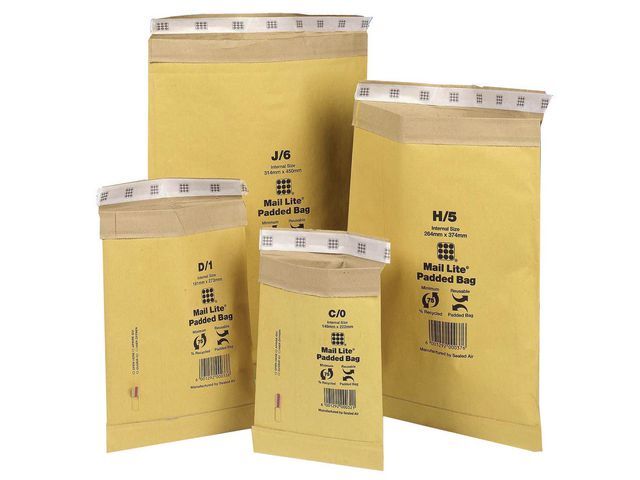 Mail Lite® Mail Lite® Padded Enveloppen G/4, 238 x 336 mm, Bruin