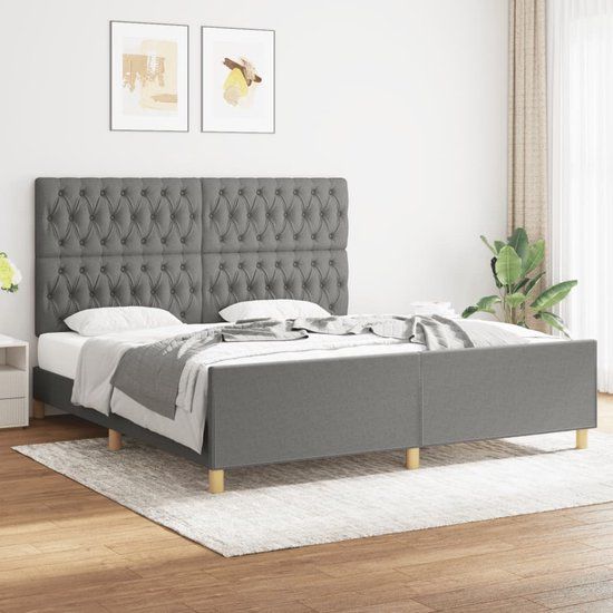 vidaXL Bedframe Stof Donkergrijs 180x200 cm