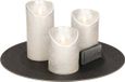 Plateau/assiette rond sans marque noir en plastique D33 cm avec 3 bougies LED argentées 10/12,5/15 cm - Décoration de table