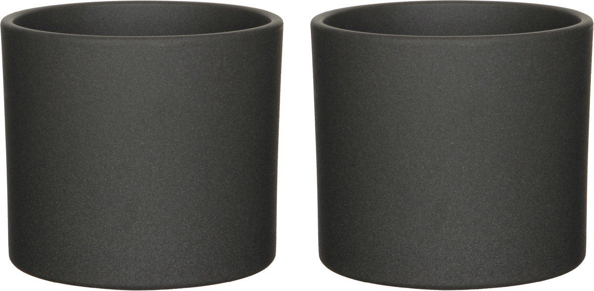 Mica Decorations Bloempot mat donkergrijs keramiek H14.5 x D17.5 cm