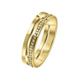 Lucardi Dames Ring goldplated 2rij met light colorado - Ring - Cadeau - Staal - Goudkleurig