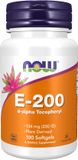 NOW Foods Vitamine E 200IU D-Alpha Tocopheryl - 100 gélules molles