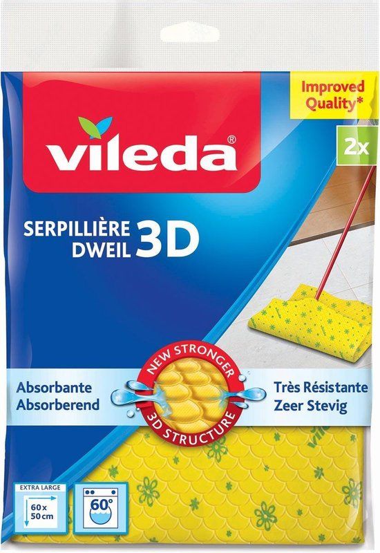 Vileda Dweil 3D Structuur - Geel - 2 Stuks