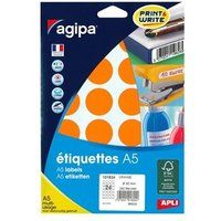 APLI-Agipa - Mat - permanente kleeflaag - oranje - 30 mm rond 240 etiket(ten)