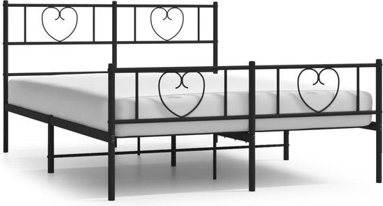 vidaXL Bedframe met voetbord zonder matras metaal zwart 160x200 cm