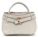 GUESS Ella Logo Mini Satchel Stone Logo crème handtas schoudertas