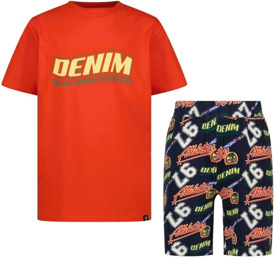 Vingino Wathic Jongens Pyjamas Cherry Tomato Katoen/Elastaan Maat 110-116